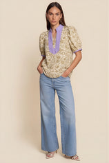 Womens Khaki Puff Sleeve Blouses | CicyBell