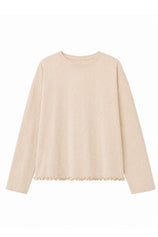 Womens Khaki Oversized Ruffle Hem Tops | CicyBell