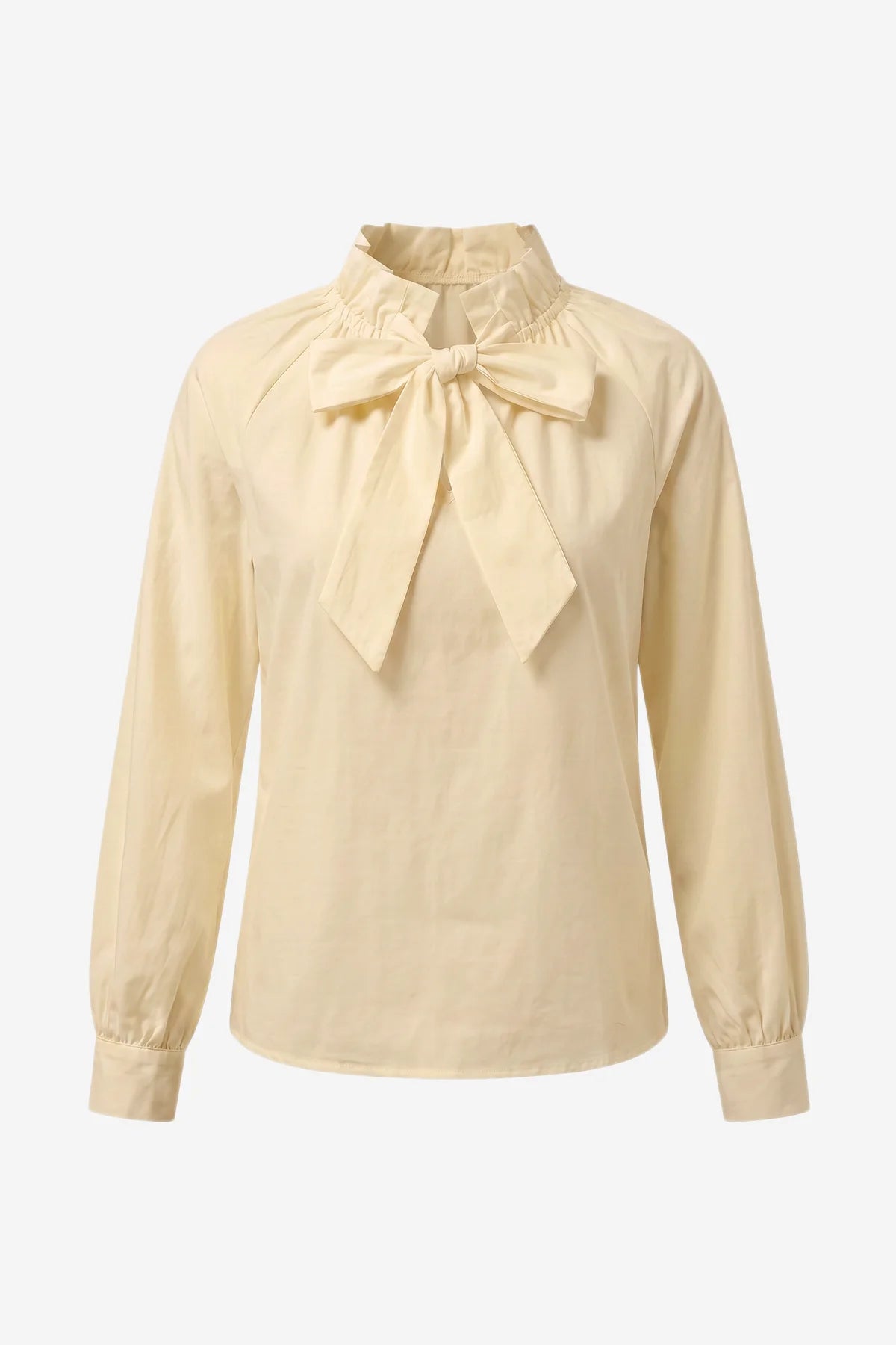 Womens Khaki Long Sleeve Bow Tie Blouse | CicyBell