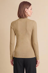 Womens Khaki Mock Turtleneck Tops | CicyBell