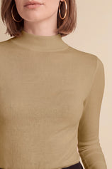 Womens Khaki Mock Turtleneck Tops | CicyBell
