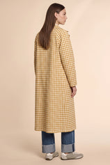 Womens Khaki Plaid Trench Long Coat | CicyBell