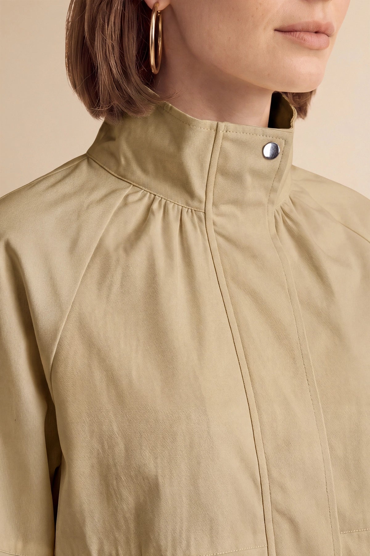 Womens Khaki Cropped Bomber Jacket | CicyBell