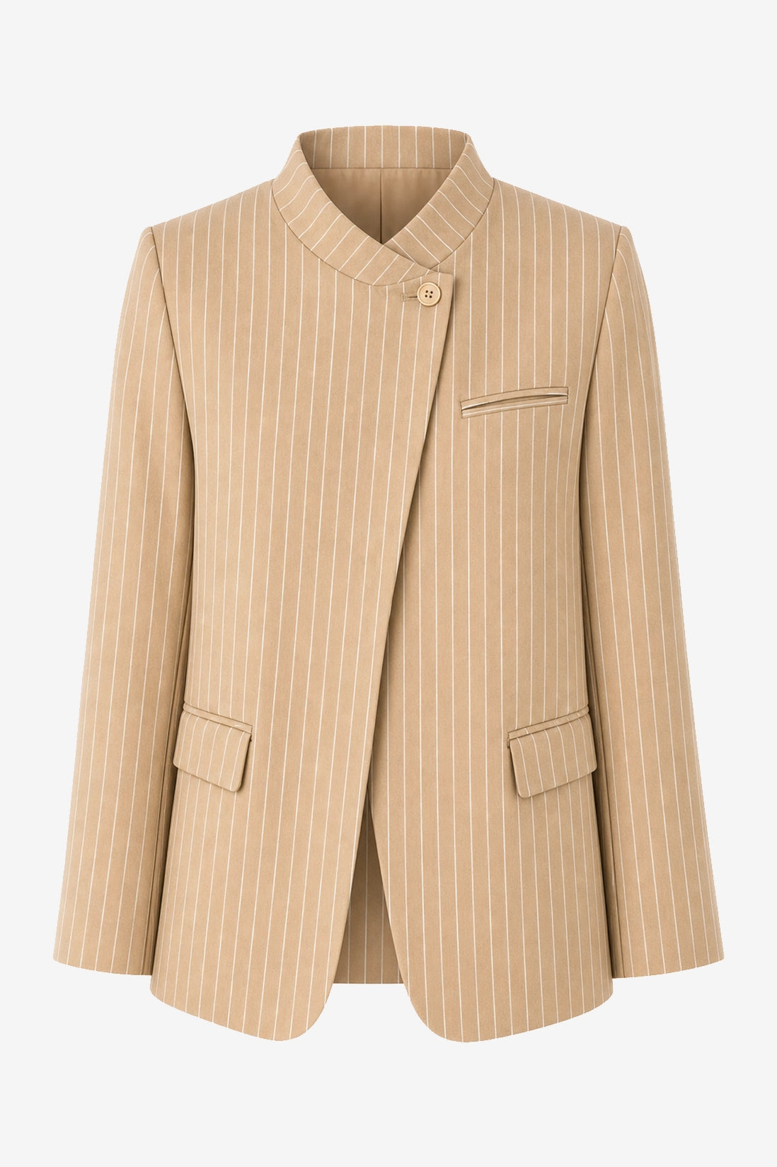 Womens Khaki Professional Striped Blazer | CicyBell