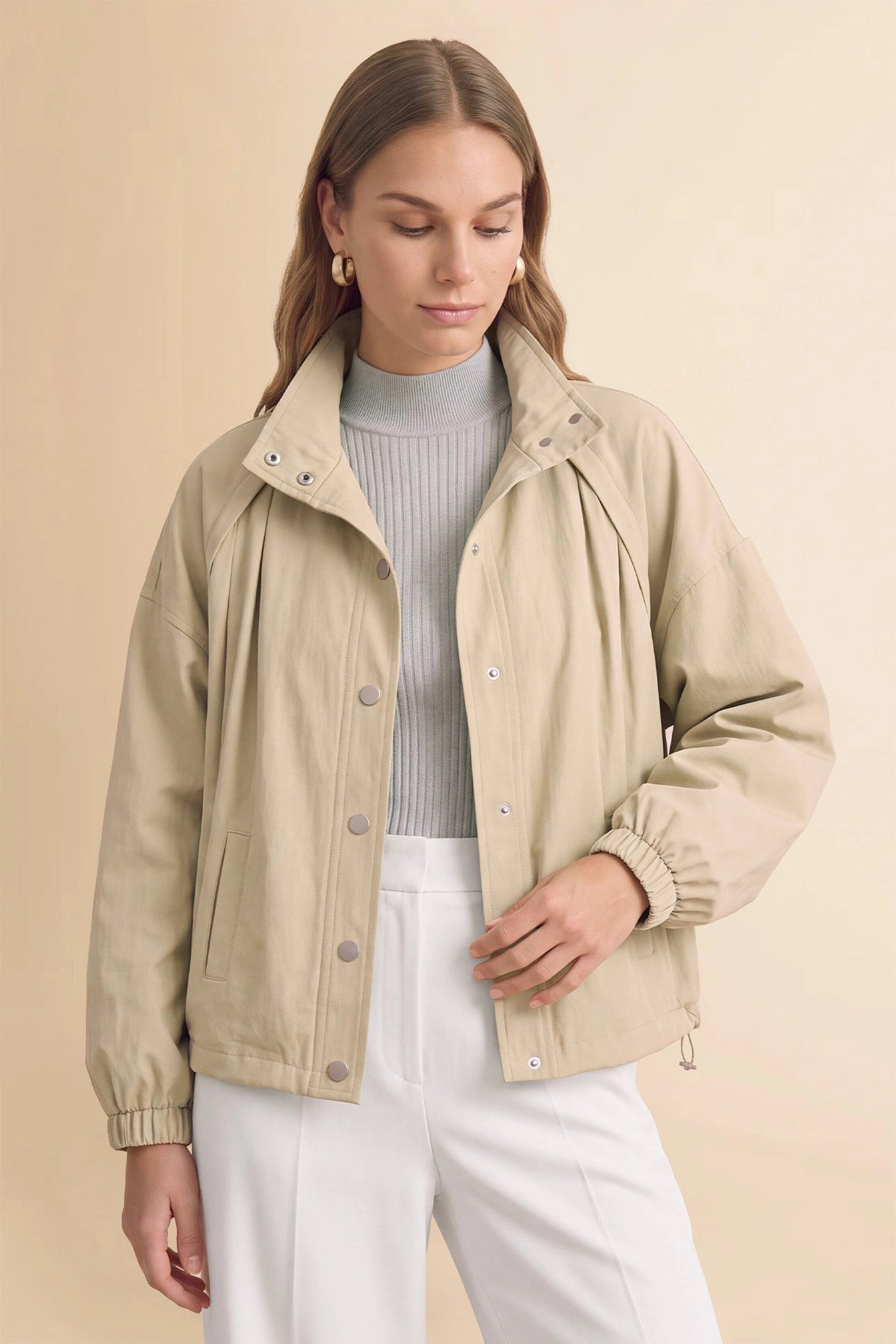Womens Khaki Cropped Bomber Jackets | CicyBell