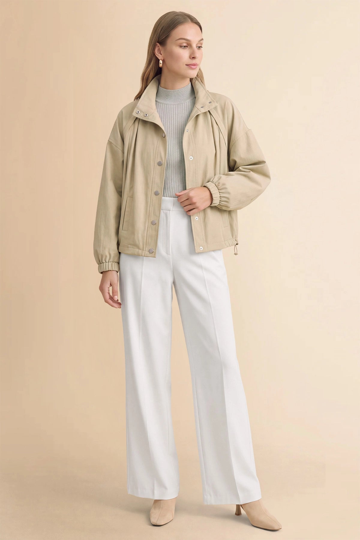 Womens Khaki Cropped Bomber Jackets | CicyBell