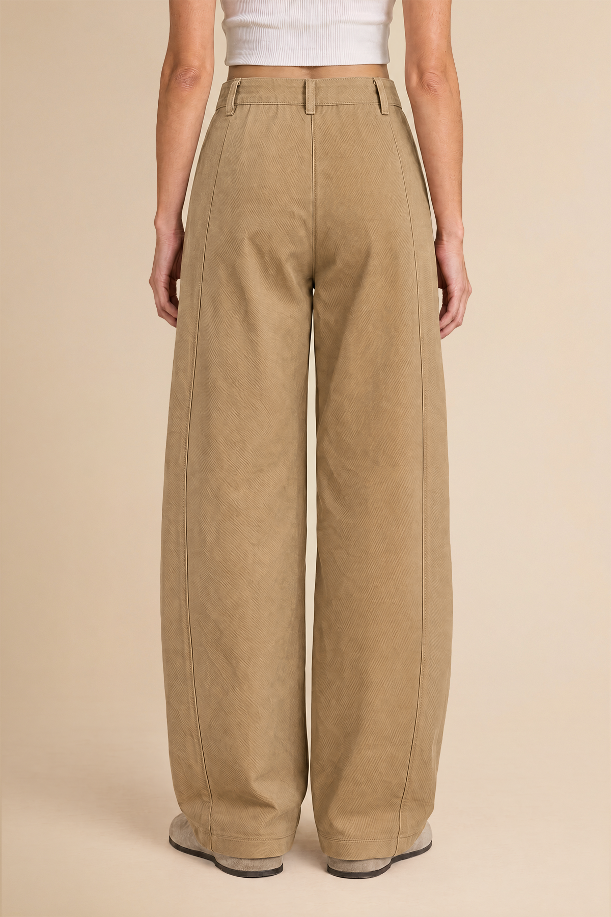 Womens Khaki High Waisted Barrel Pants | CicyBell