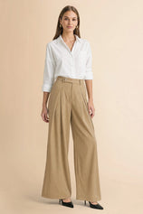 Womens Khaki Wide Leg Dressy Pants | CicyBell