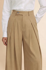 Womens Khaki Wide Leg Dressy Pants | CicyBell