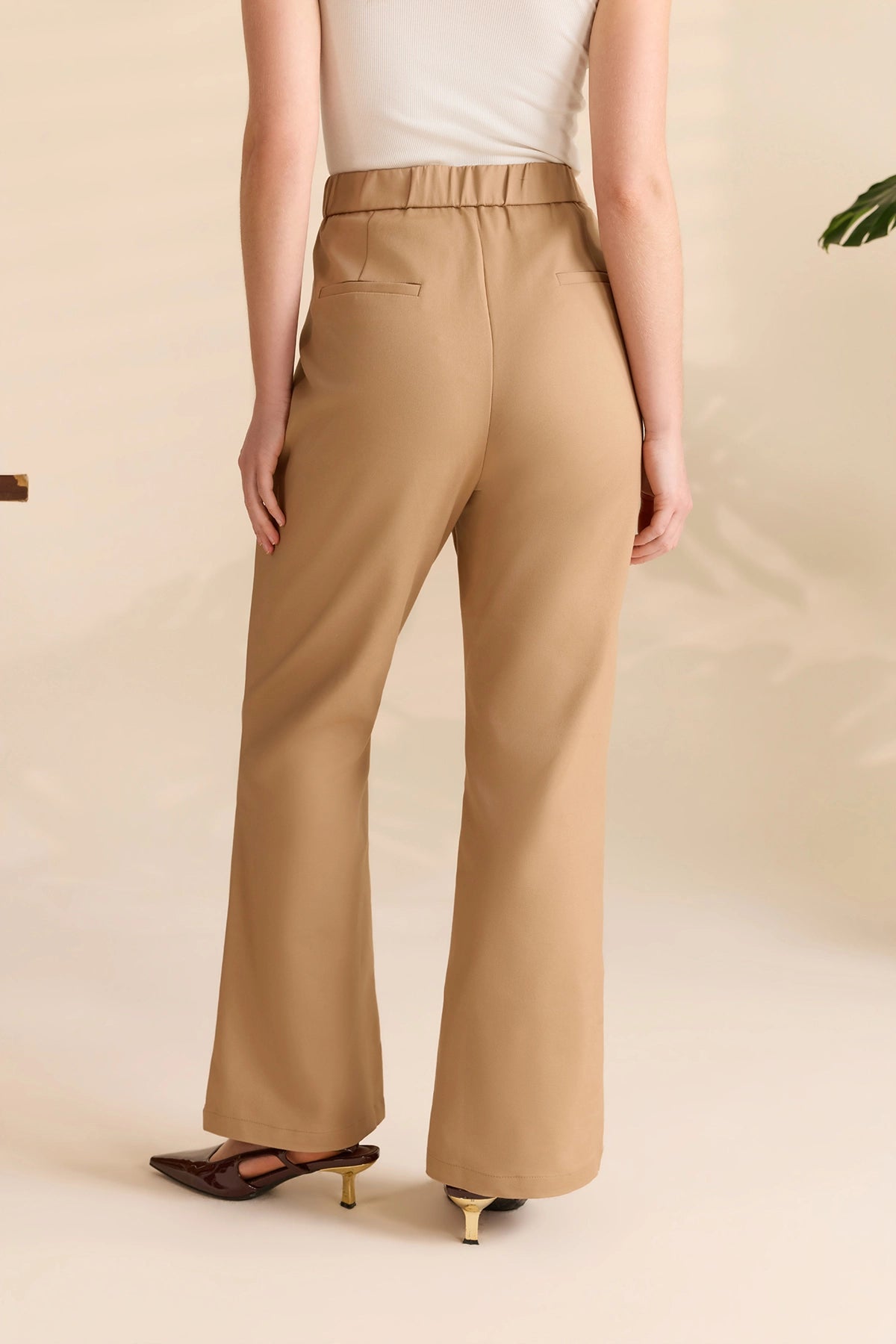 Womens Khaki Flared Dress Pants | CicyBell