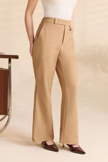 Womens Khaki Flared Dress Pants | CicyBell