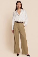 Womens Khaki Business Wide Leg Dress Pants | CicyBell