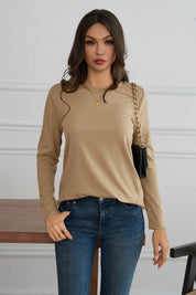 Cicy Bell Womens Khaki Long Sleeve Shirts