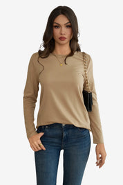 Cicy Bell Womens Khaki Long Sleeve Shirts