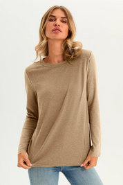 Cicy Bell Womens Khaki Long Sleeve Shirts