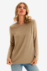 Cicy Bell Womens Khaki Long Sleeve Shirts