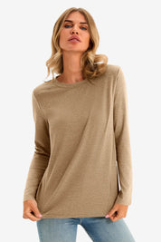 Cicy Bell Womens Khaki Long Sleeve Shirts