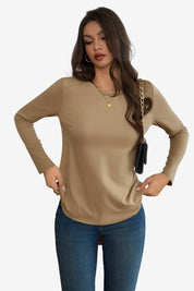 Cicy Bell Womens Khaki Long Sleeve Shirts