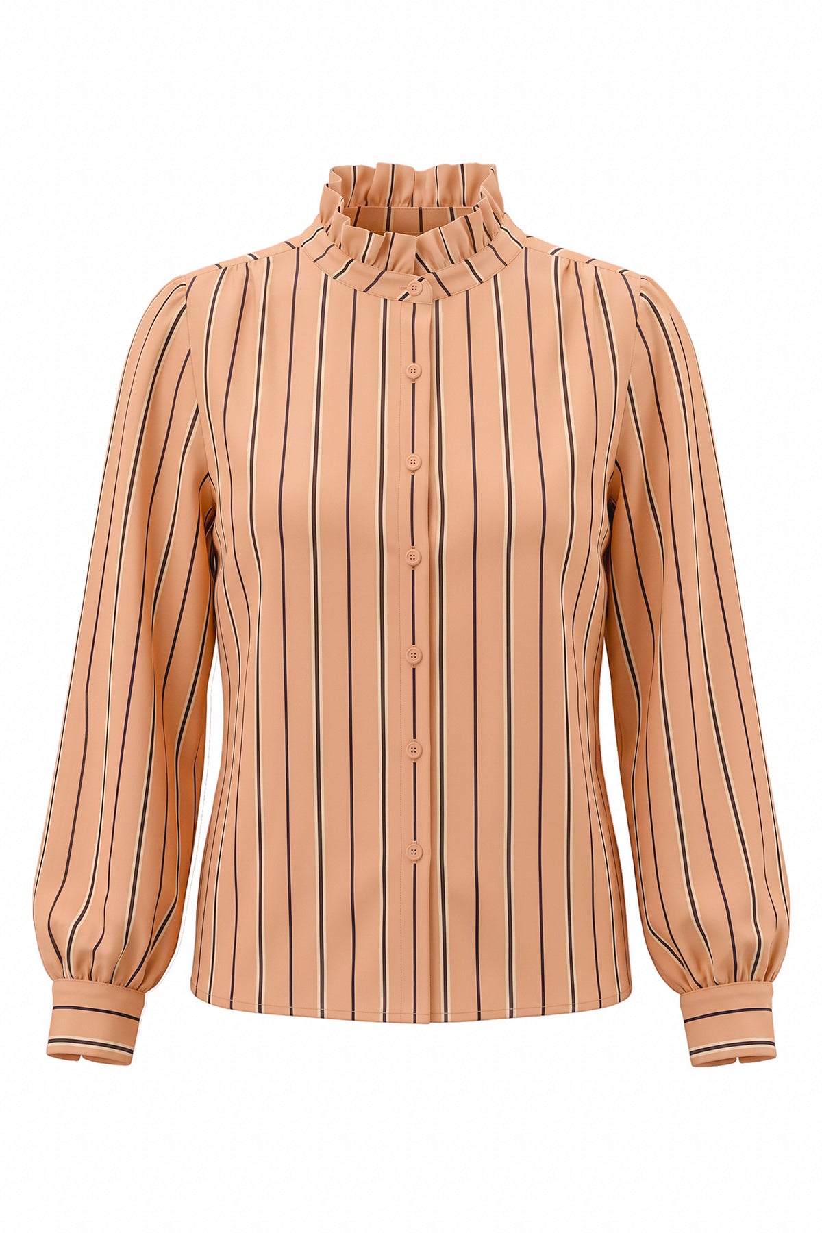 Womens Khaki Striped Button Down Shirts | CicyBell