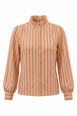 Womens Khaki Striped Button Down Shirts | CicyBell
