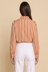 Womens Khaki Striped Button Down Shirts | CicyBell