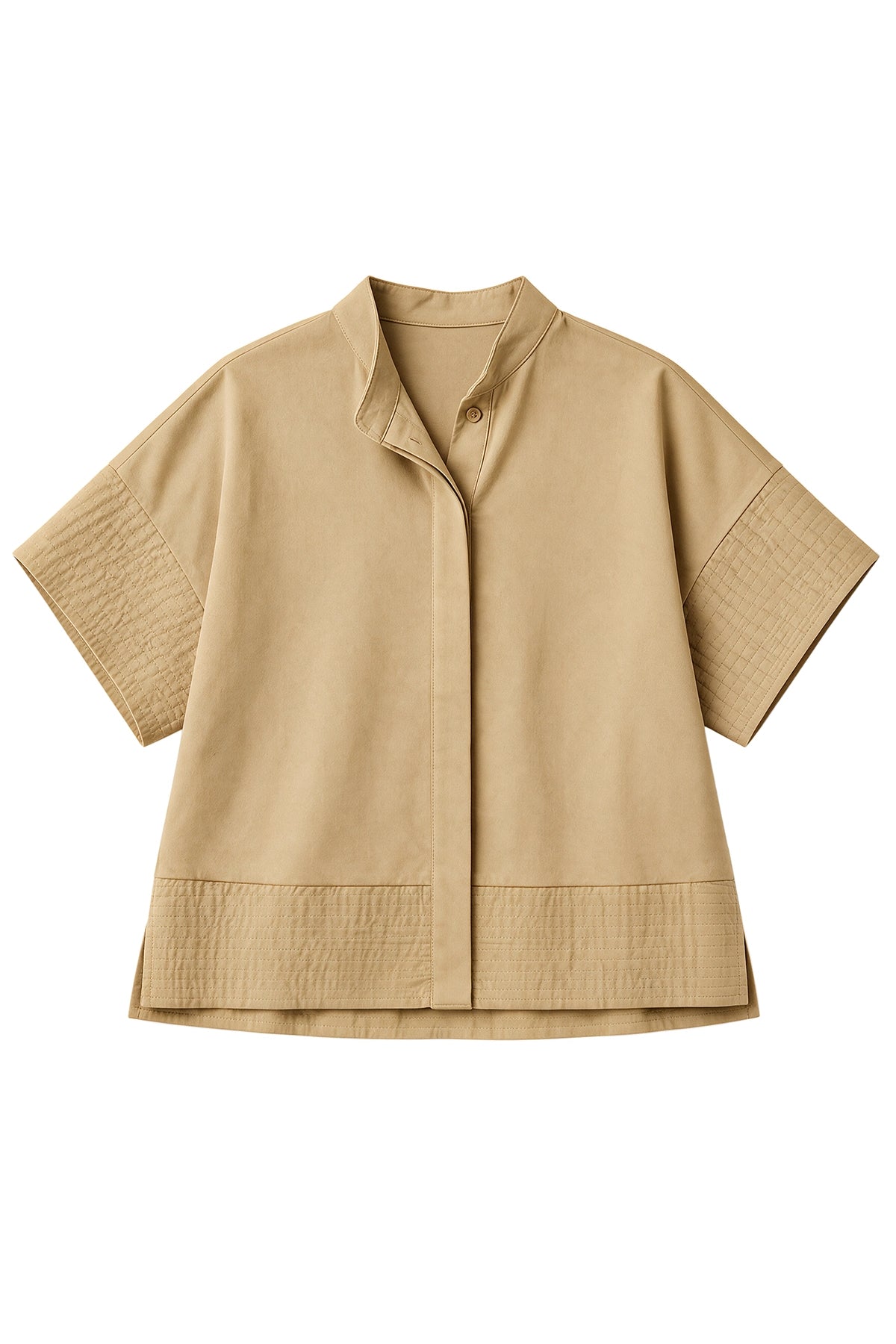 Womens Khaki Cropped Short Sleeve Shirts| CicyBell