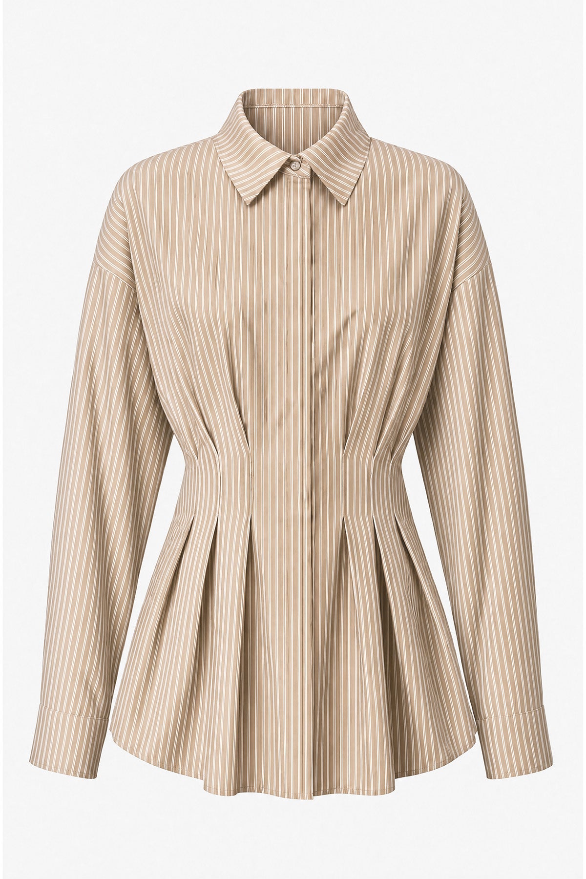 Women Khaki Striped Button Down Shirts | CicyBell