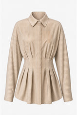 Women Khaki Striped Button Down Shirts | CicyBell