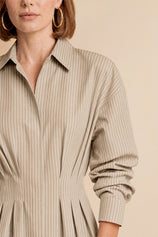 Women Khaki Striped Button Down Shirts | CicyBell
