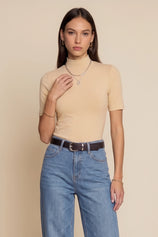 Womens Khaki Mock Turtleneck Tops | CicyBell