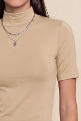 Womens Khaki Mock Turtleneck Tops | CicyBell