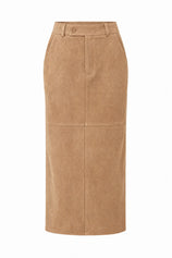 Womens Khaki Suede Maxi Skirt | CicyBell