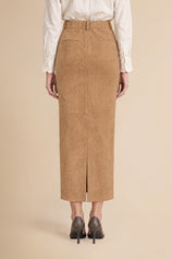 Womens Khaki Suede Maxi Skirt | CicyBell