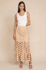 Cicy Bell Womens Khaki Hollow Out Maxi Skirts