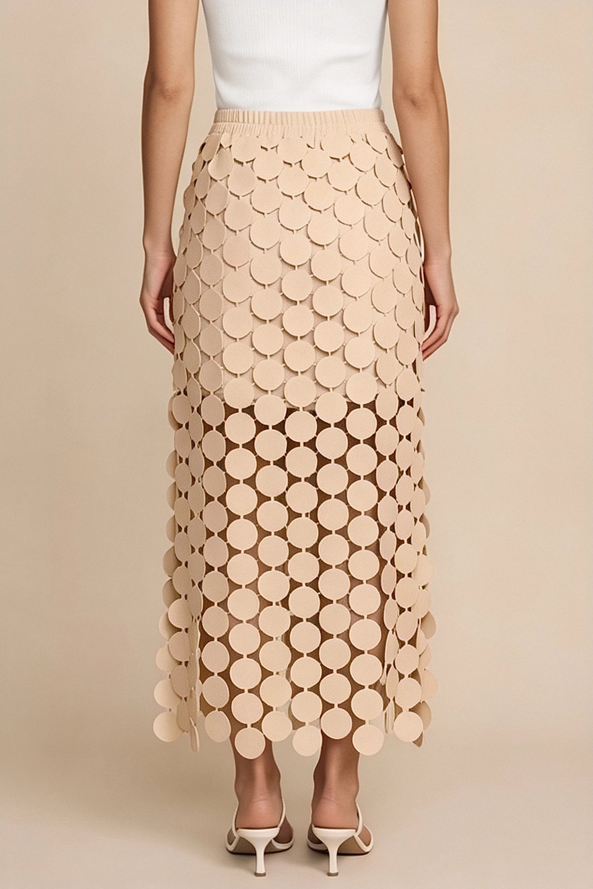 Cicy Bell Womens Khaki Hollow Out Maxi Skirts