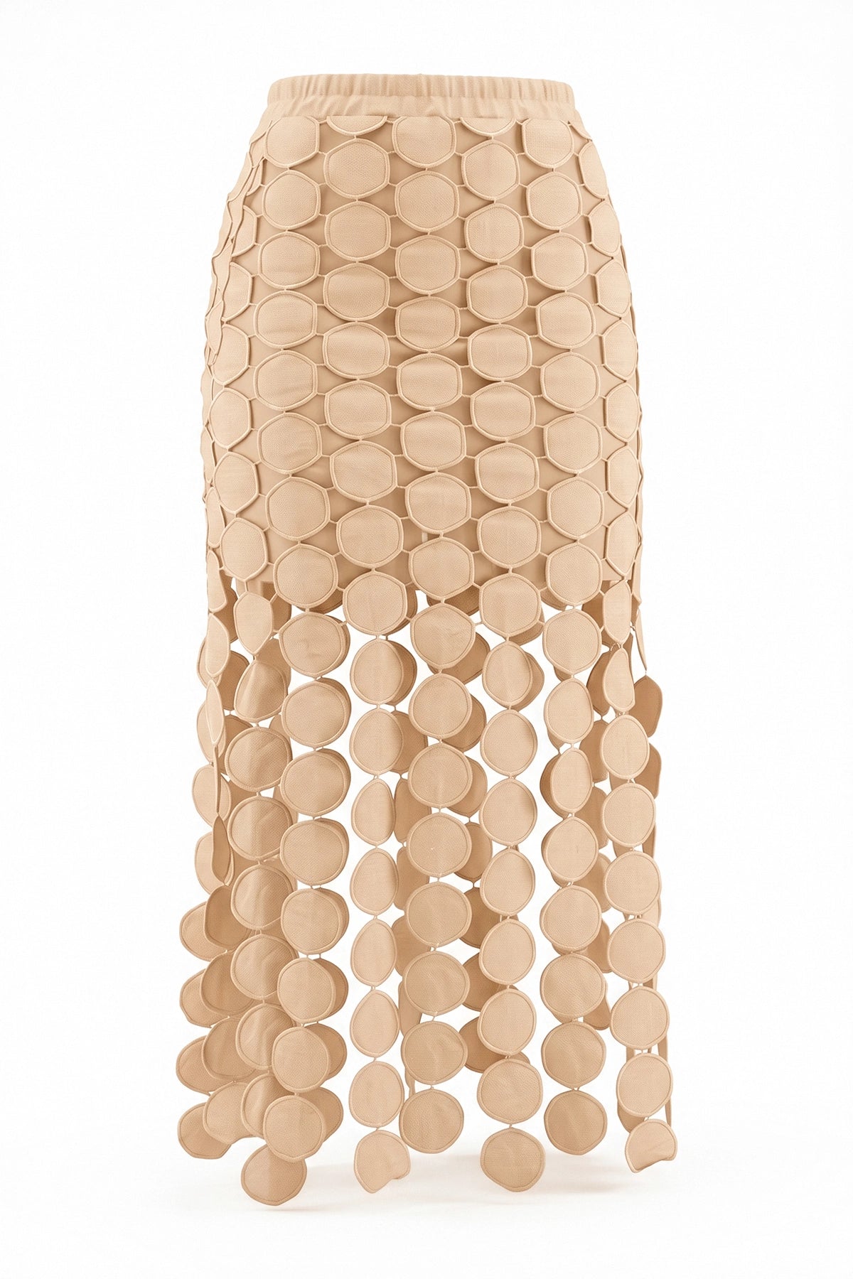 Cicy Bell Womens Khaki Hollow Out Fringe Hem Maxi Skirts