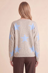 Womens Khaki Star Pattern Pullover Sweater | CicyBell