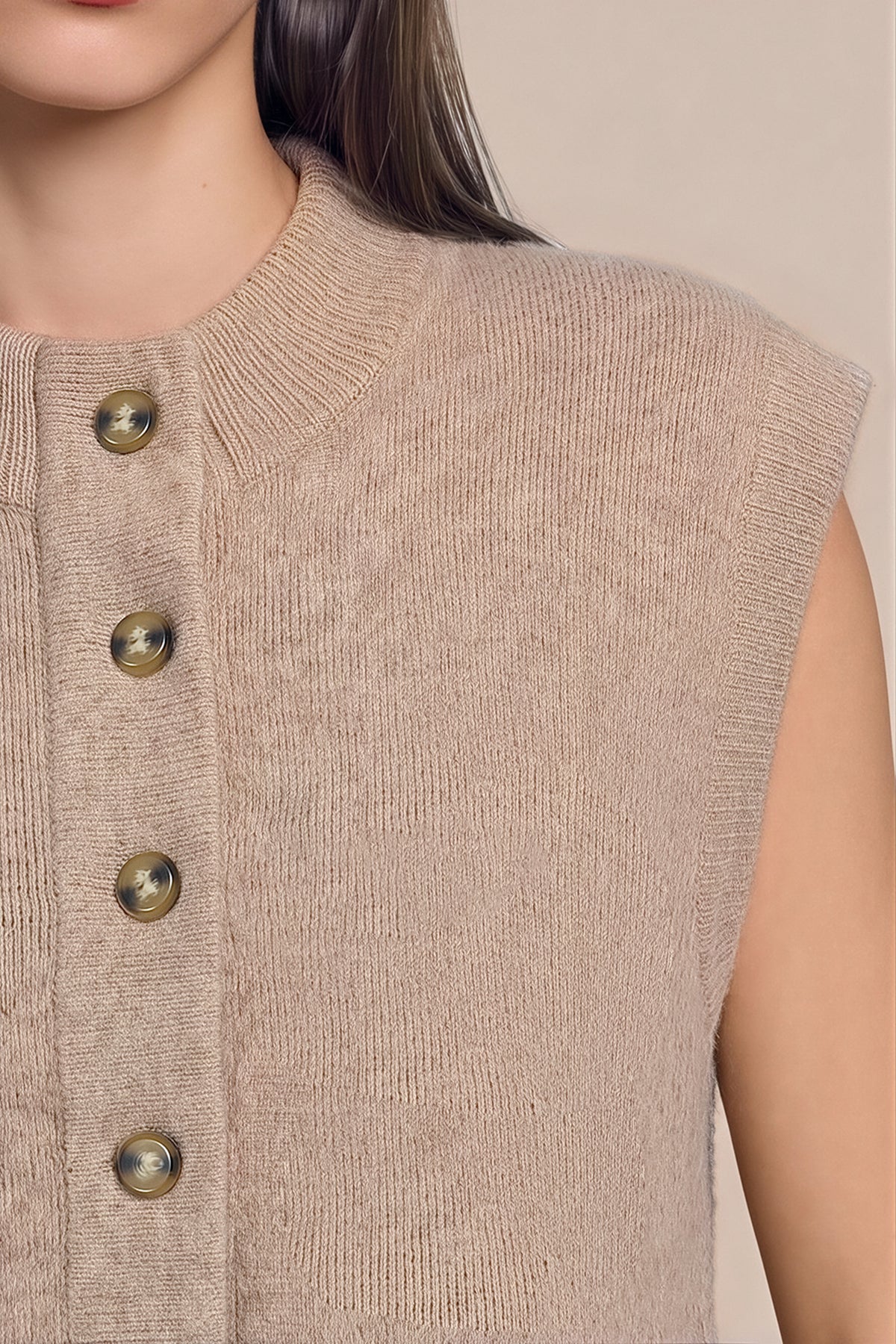 Women Khaki Cap Sleeve Sweater Vest | CicyBell