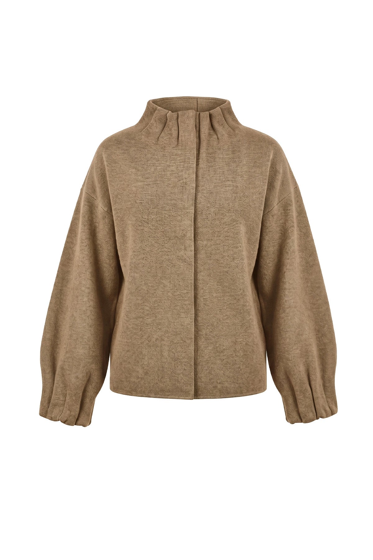 Womens Khaki Mock Neck Sweater Cardigan | CicyBell