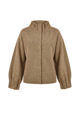 Womens Khaki Mock Neck Sweater Cardigan | CicyBell