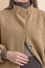 Womens Khaki Mock Neck Sweater Cardigan | CicyBell