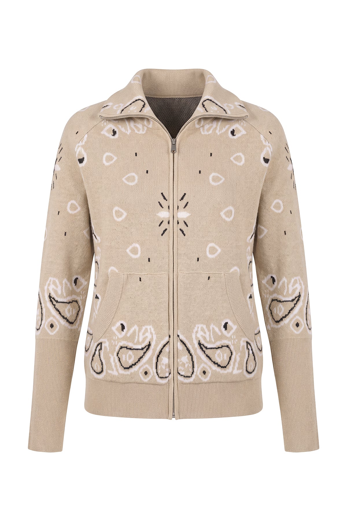 Women Khaki Zip Up Cardigan Sweater| CicyBell
