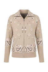 Women Khaki Zip Up Cardigan Sweater| CicyBell