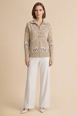 Women Khaki Zip Up Cardigan Sweater| CicyBell