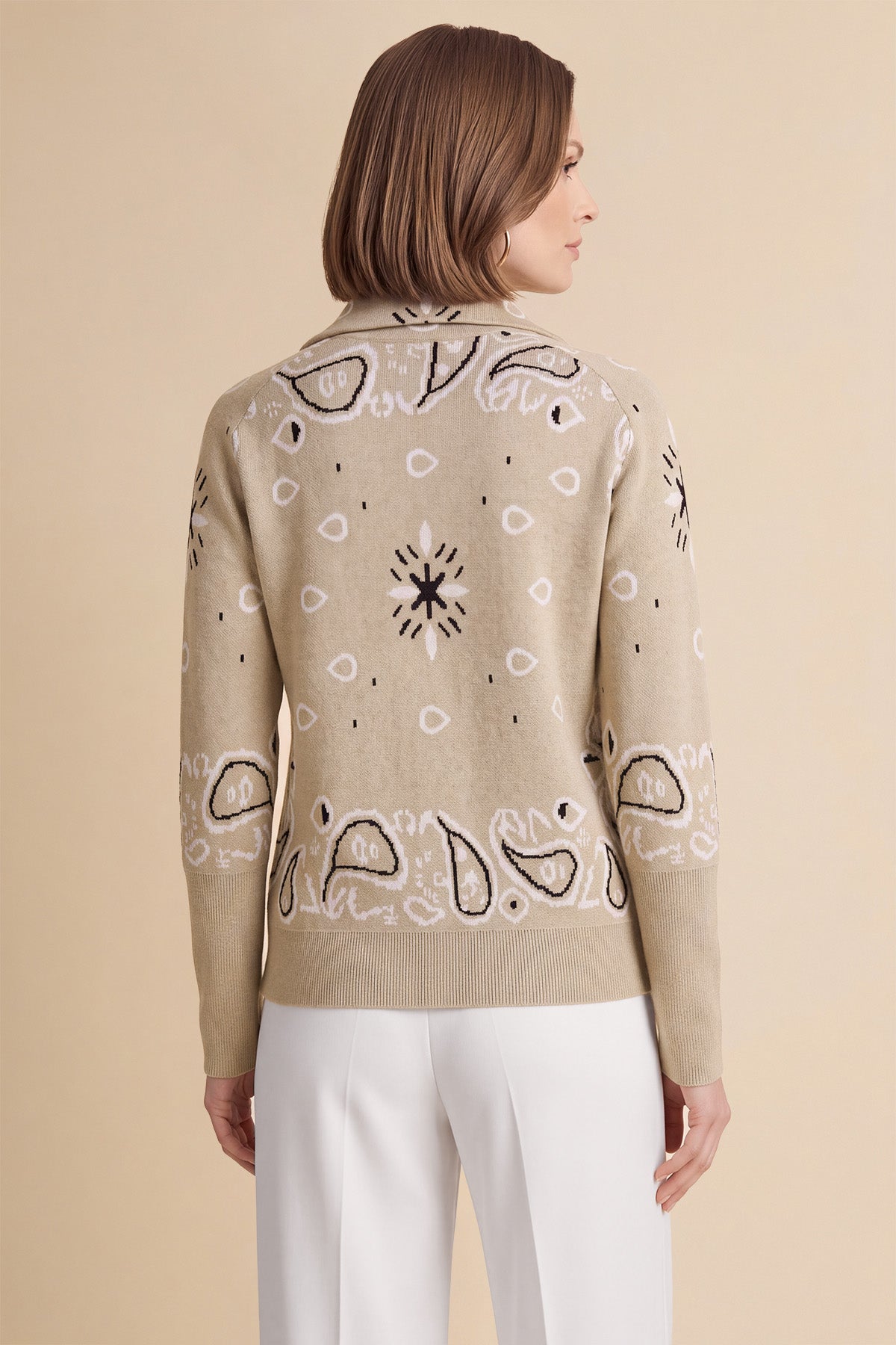 Women Khaki Zip Up Cardigan Sweater| CicyBell