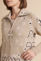 Women Khaki Zip Up Cardigan Sweater| CicyBell