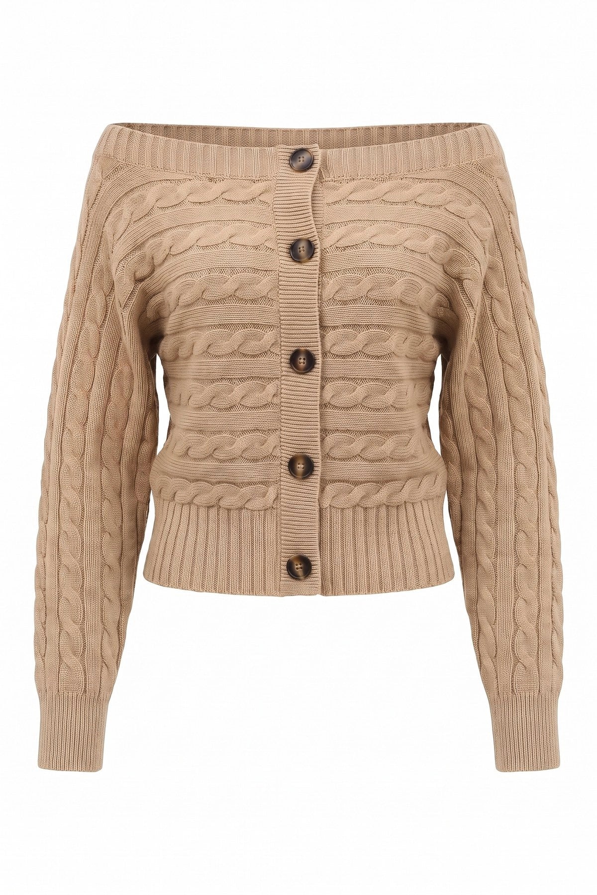 Womens Khaki Off Shoulder Cardigan | CicyBell