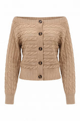 Womens Khaki Off Shoulder Cardigan | CicyBell