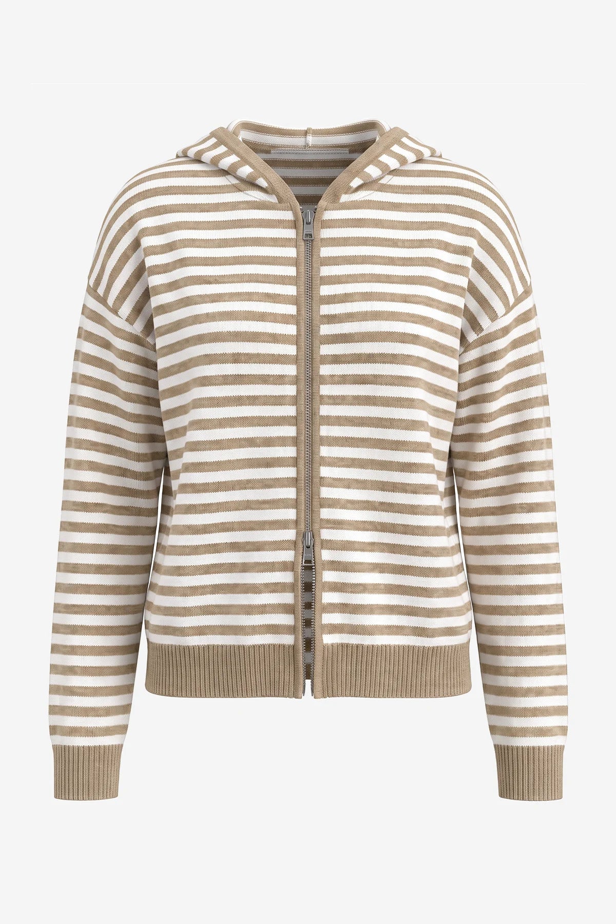 Womens Khaki Striped Cardigan Sweaters | CicyBell