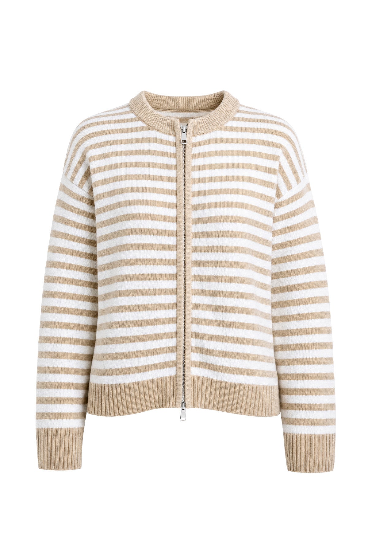 Womens Khaki Striped Cardigan Sweaters | CicyBell